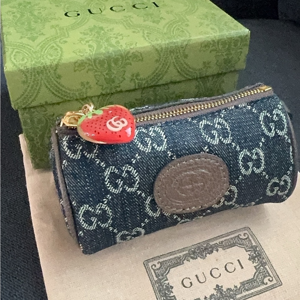 Denim Clutch with Gold Accents